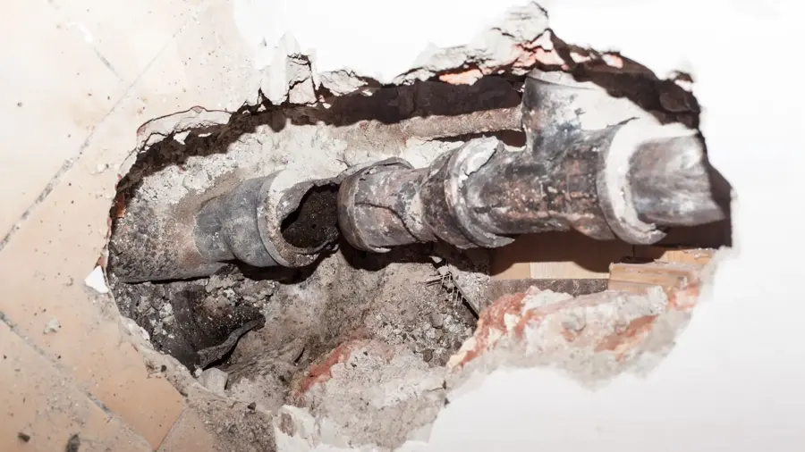 A frozen pipe that burst in a Converse, TX home during a hard freeze